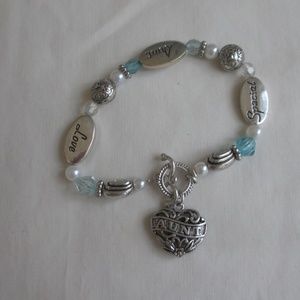 NEW BRACELET AUNT SILVER BLUE BEADS